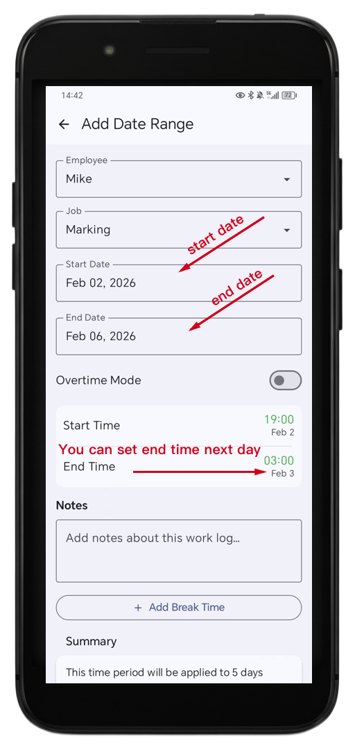 Add time period each day or in batches